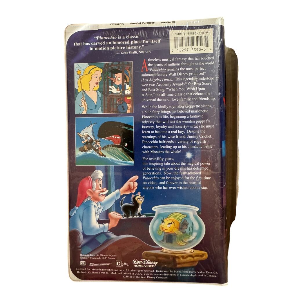 Disney Masterpiece VHS Lot Sealed 90s Pinocchio Sleeping Beauty Oliver & Company - Picture 3 of 9
